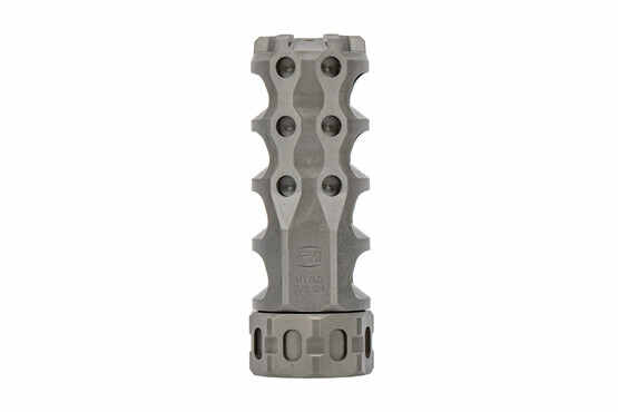 Precision Armament HYPERTAP 6.5 muzzle brake with integrated muzzle nut for easy installation in stainless